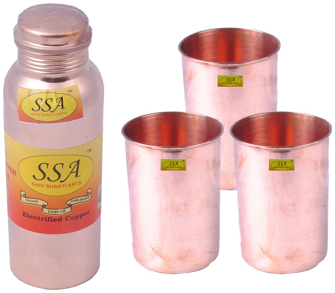 

Shiv Shakti Arts Copper Brown Water Bottle ( 750 ml Set of 4 )