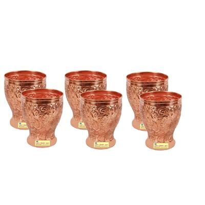 

SHIV SHAKTI ARTS Handmade Pure Copper Designer Glass Set of 6
