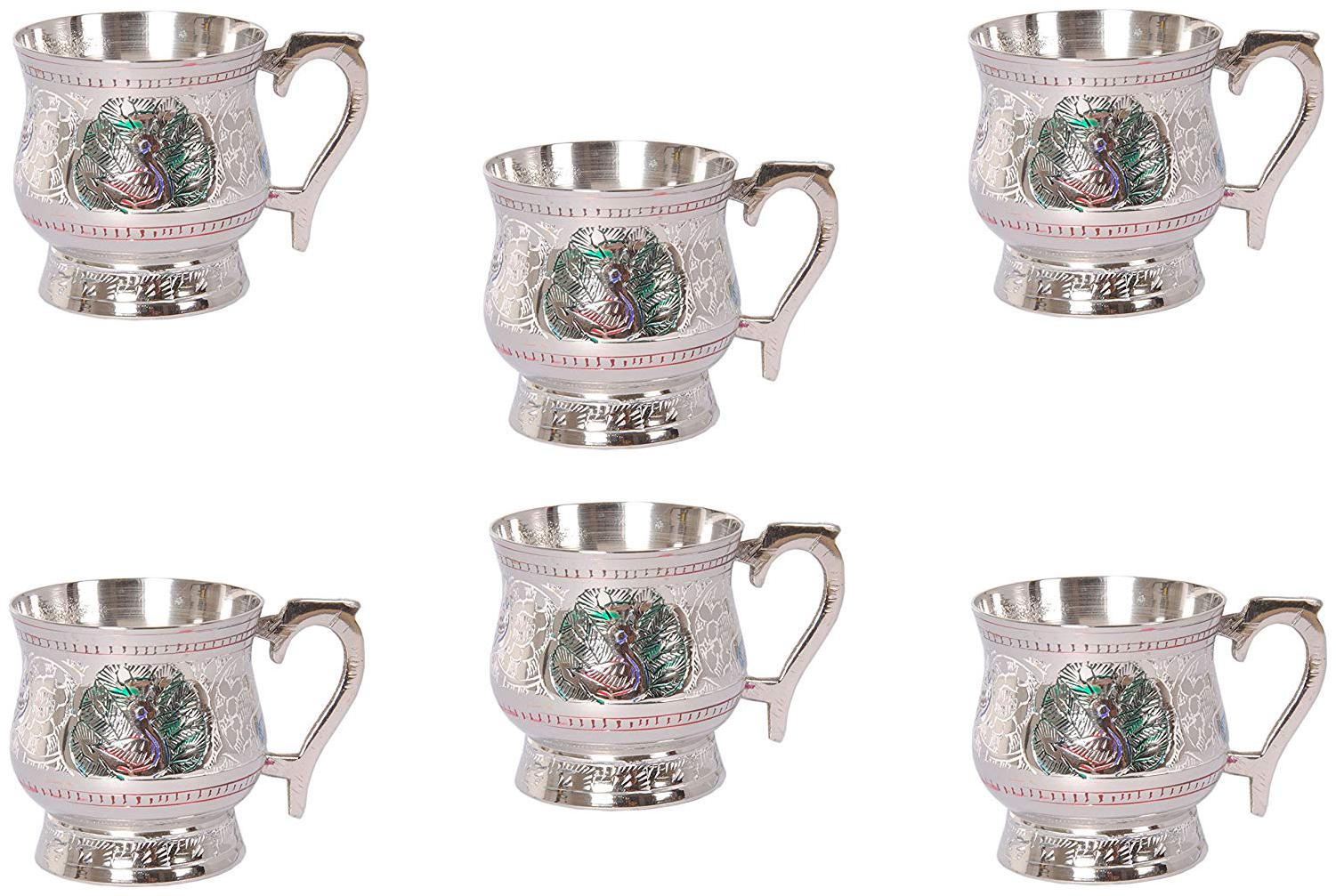 

Shiv Shakti Arts Handmade Pure Brass Silver Plated Cup