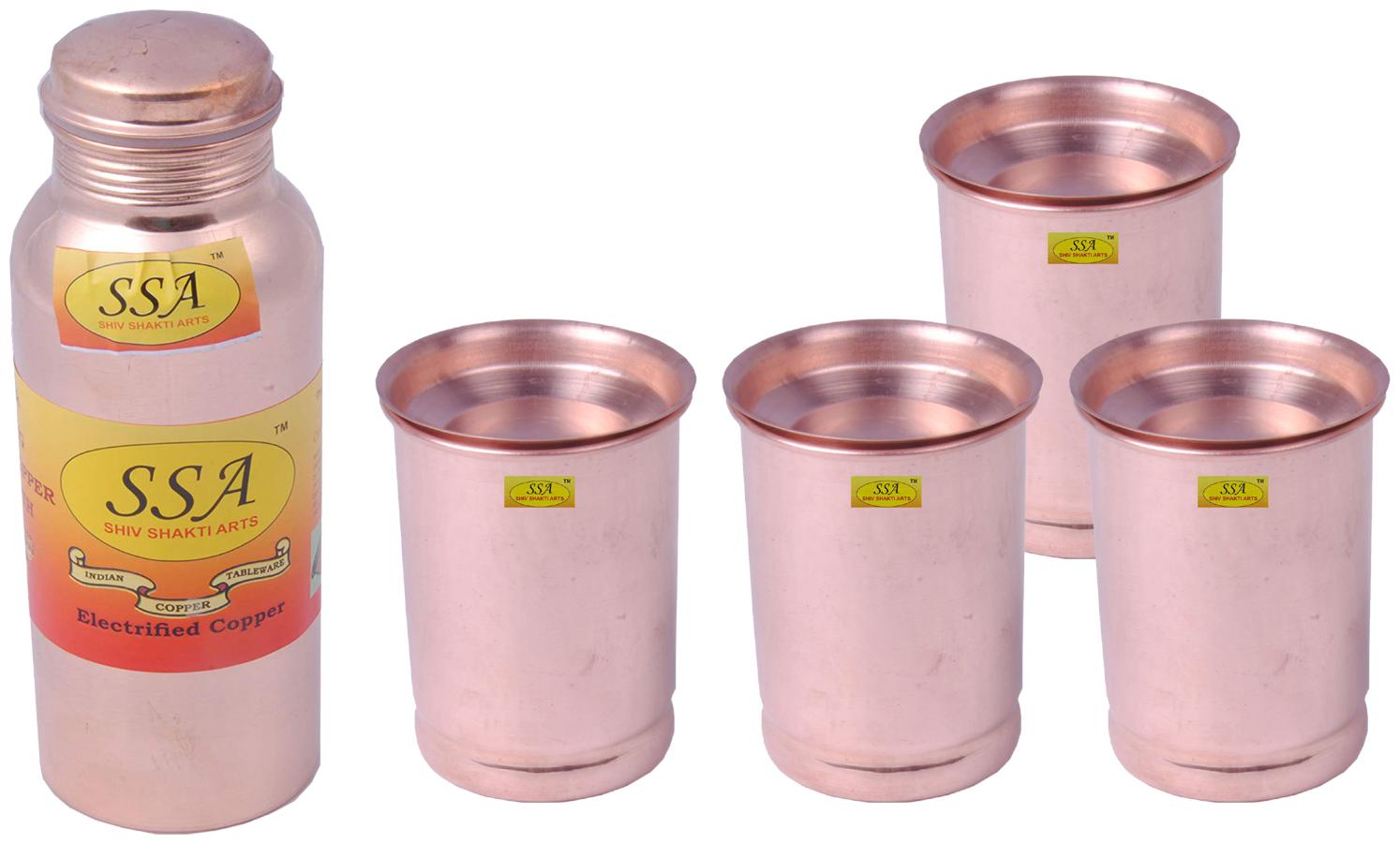 

Shiv Shakti Arts Copper Brown Water Bottle ( 750 ml Set of 5 )