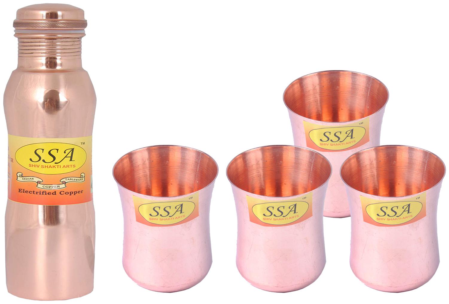 

Shiv Shakti Arts Copper Brown Water Bottle ( 1000 ml Set of 5 )