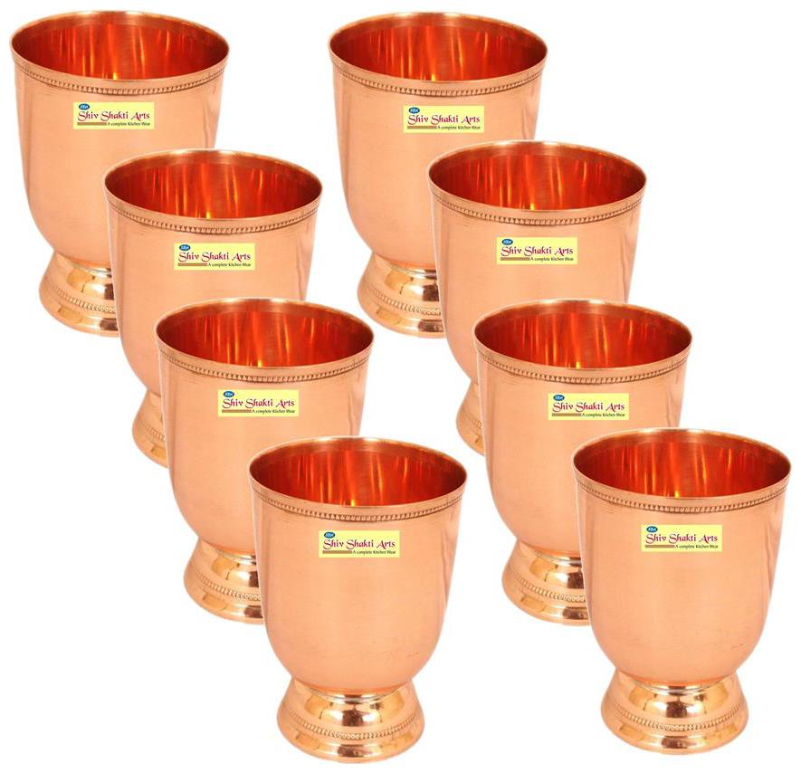 

SHIV SHAKTI ARTS Handmade Pure Copper Mast Glass Set of 8