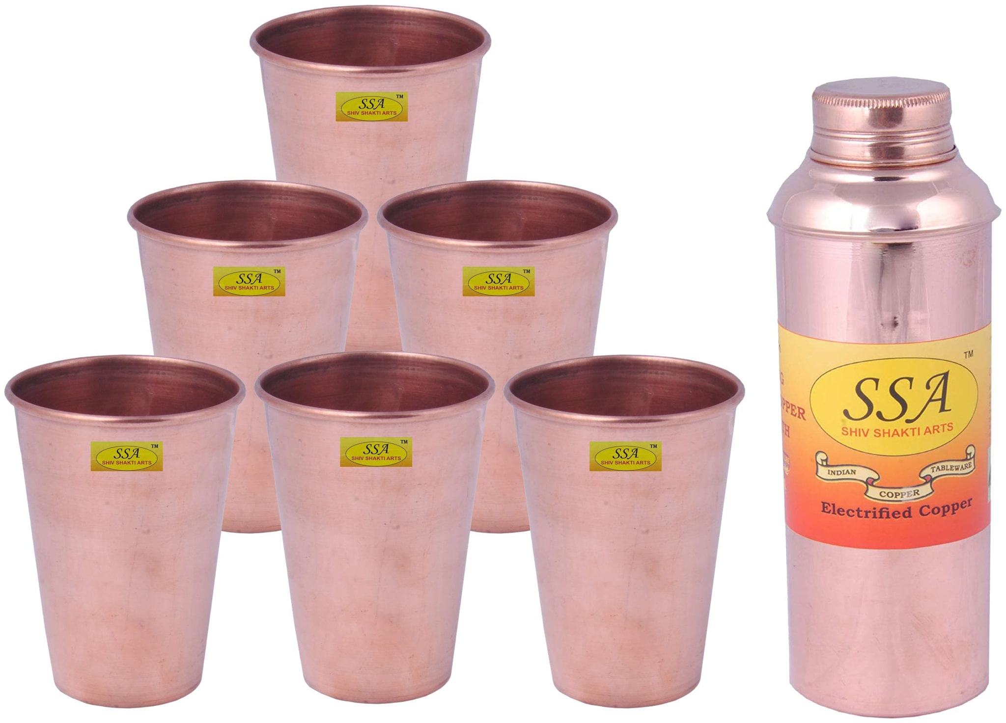 

Shiv Shakti Arts Copper Brown Water Bottle ( 1000 ml Set of 7 )