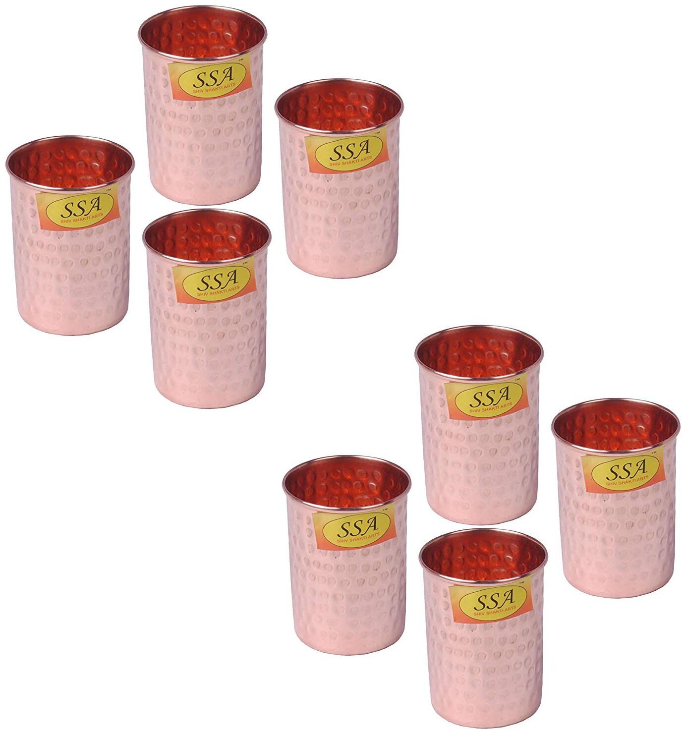 

Shiv Shakti Arts Handmade Pure Copper Glass Set of 8