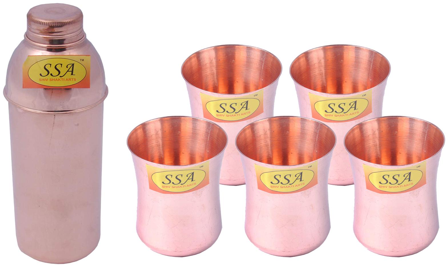 

Shiv Shakti Arts Copper Brown Water Bottle ( 900 ml Set of 6 )