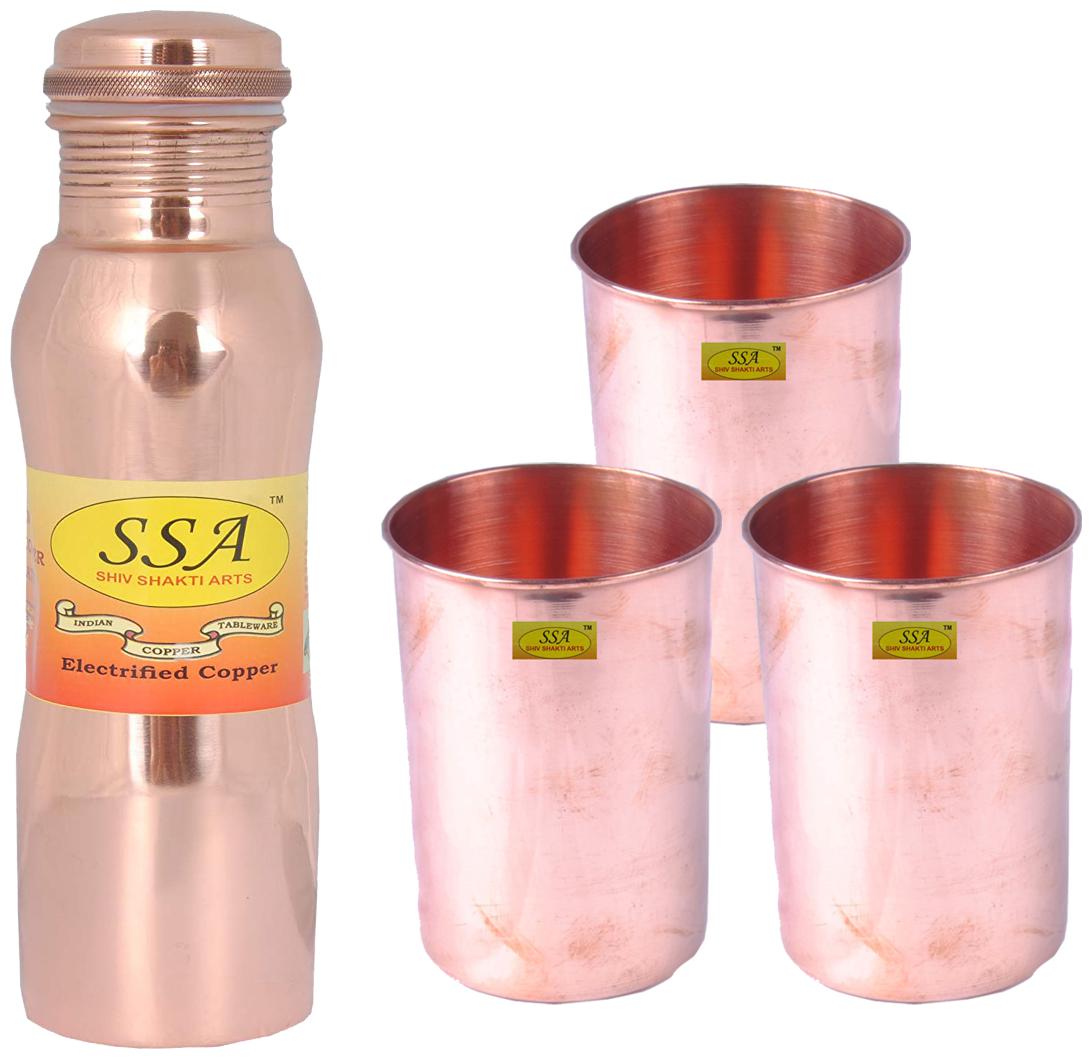 

Shiv Shakti Arts Copper Brown Water Bottle ( 1000 ml Set of 4 )