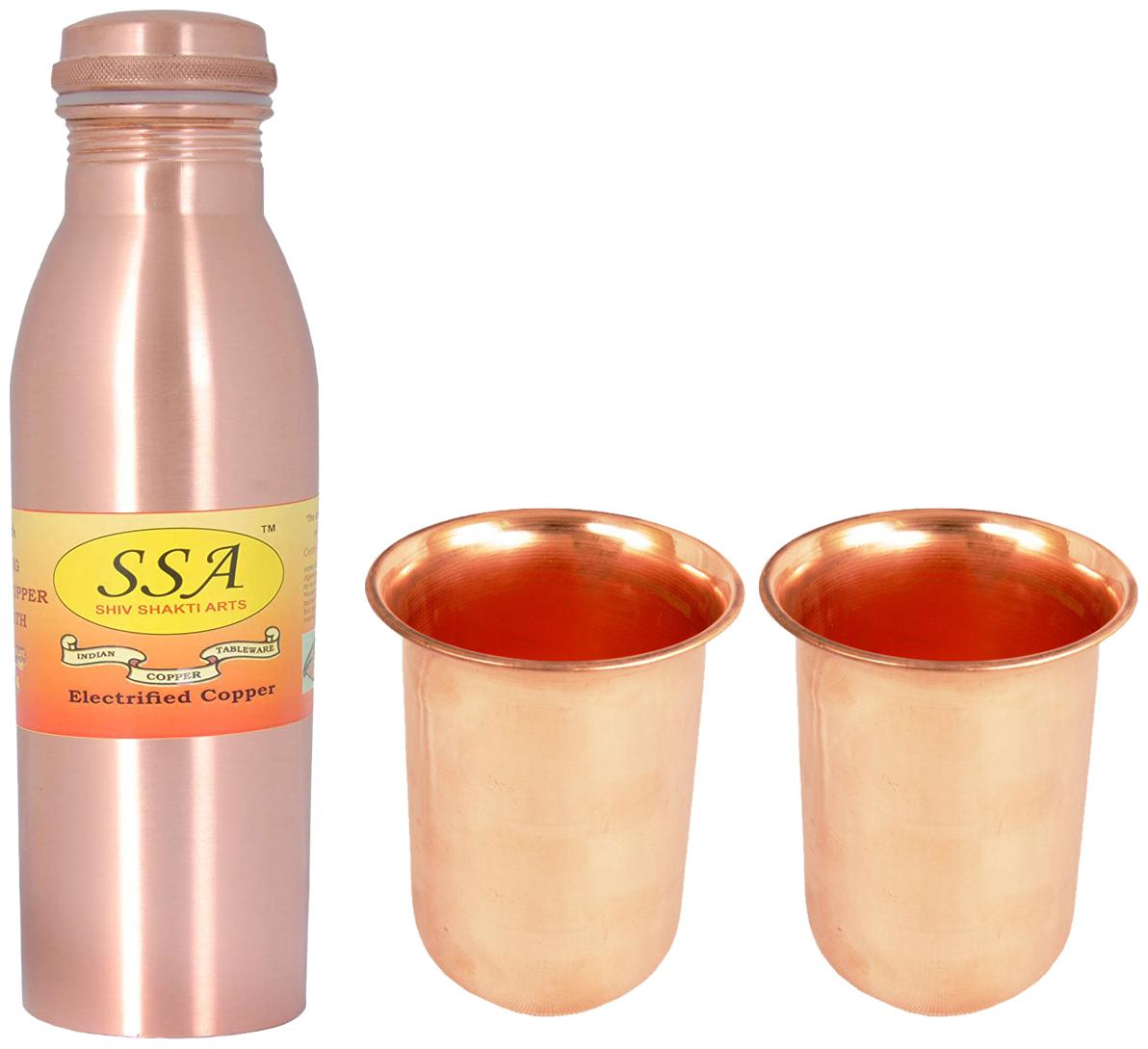 

Shiv Shakti Arts Copper Brown Water Bottle ( 1000 ml Set of 3 )