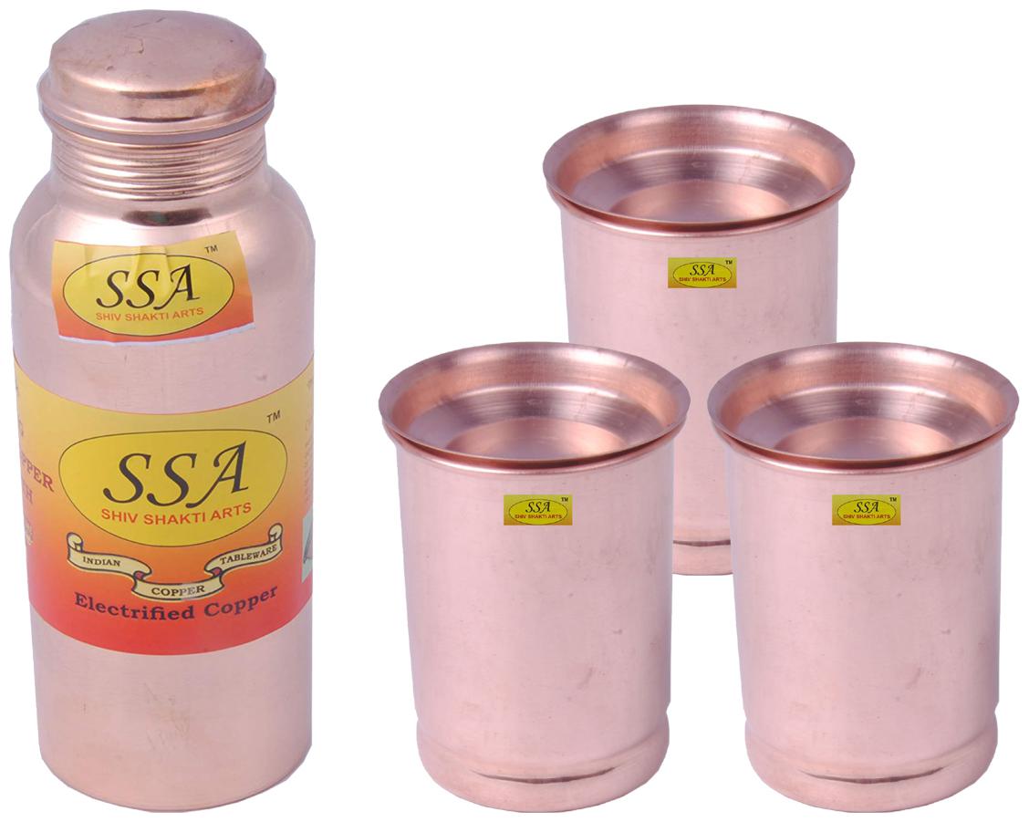 

Shiv Shakti Arts Copper Brown Water Bottle ( 750 ml Set of 4 )