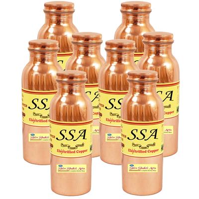 

SHIV SHAKTI ARTS Handmade Copper small Q7 bottle set of 8