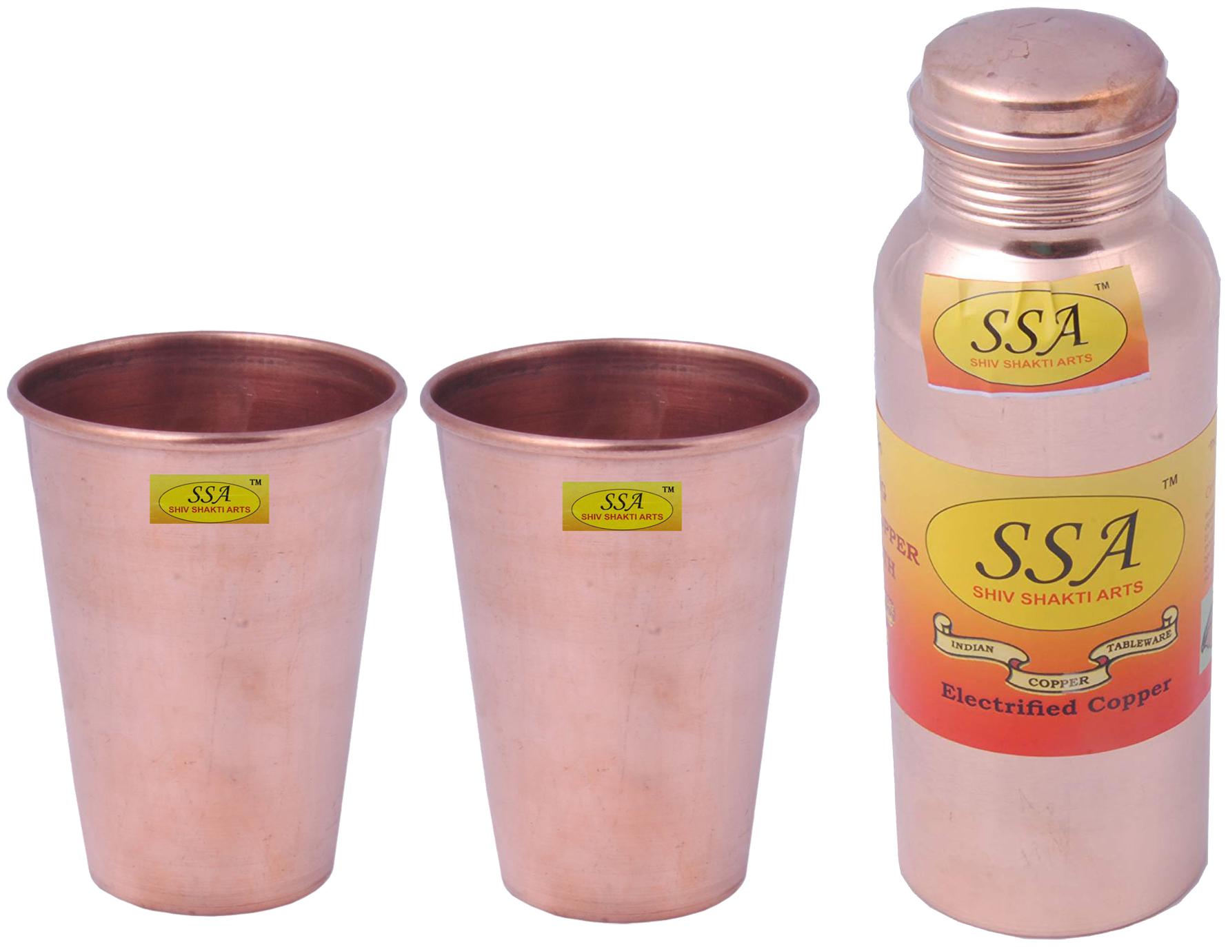 

Shiv Shakti Arts Copper Brown Water Bottle ( 750 ml Set of 3 )