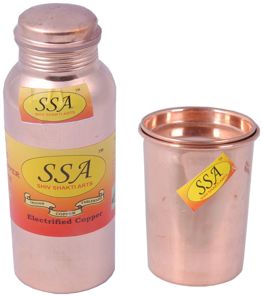

Shiv Shakti Arts Copper Brown Water Bottle ( 750 ml Set of 2 )