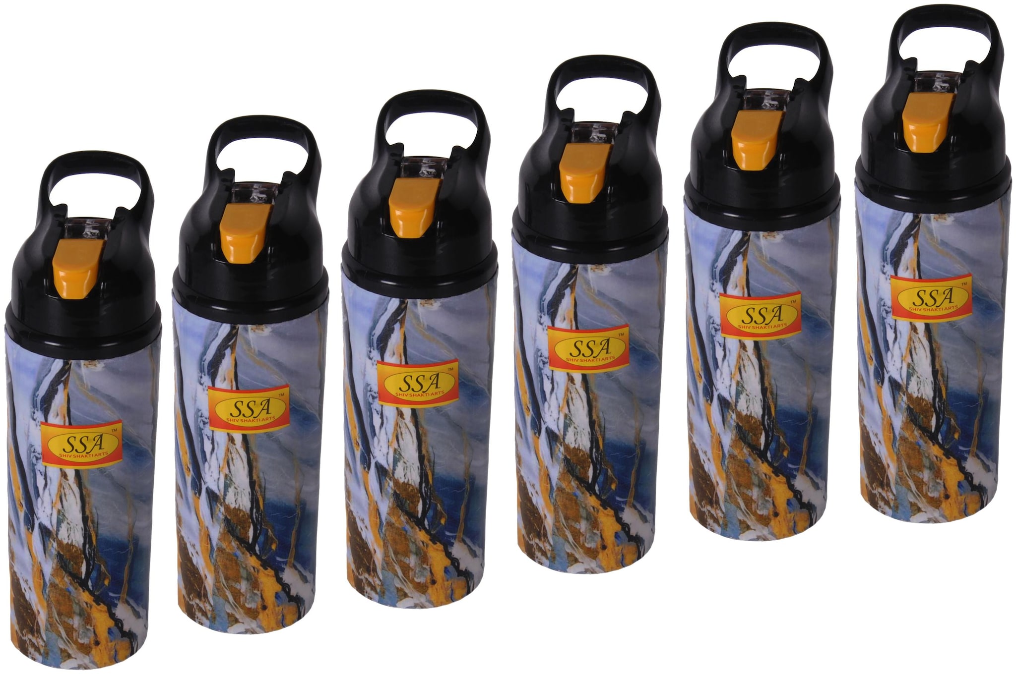 

Shiv Shakti Arts Copper Multi Water Bottle ( 500 ml Set of 6 )