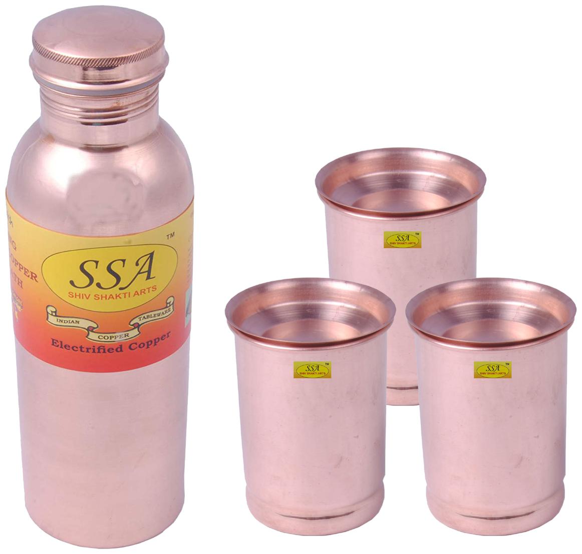 

Shiv Shakti Arts Copper Brown Water Bottle ( 850 ml Set of 4 )