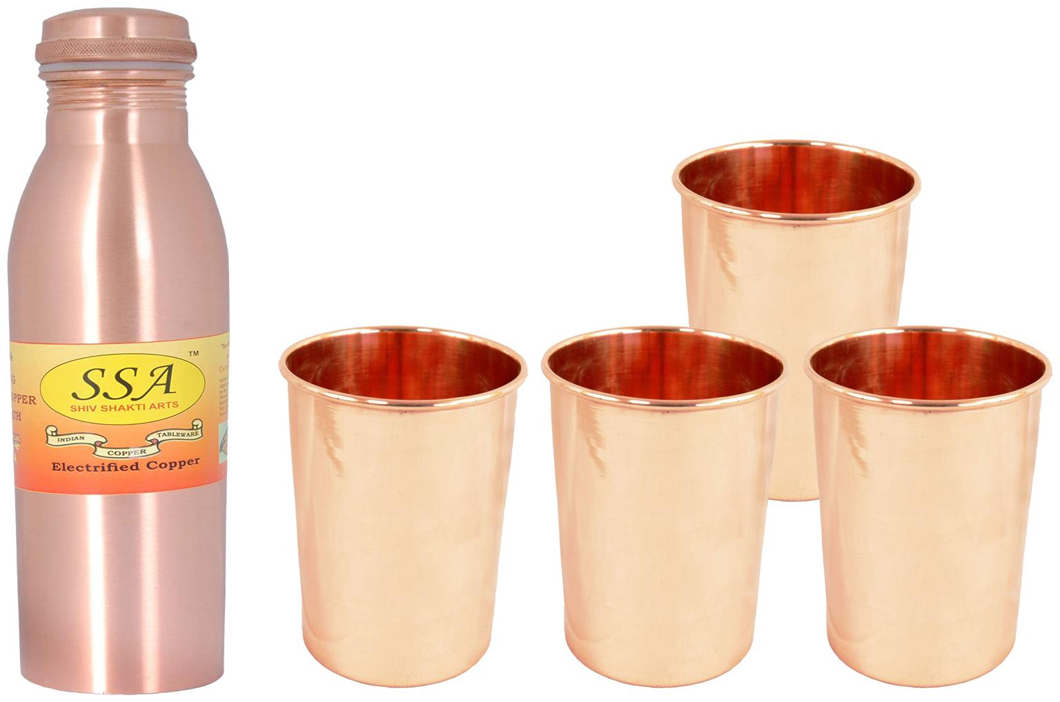 

Shiv Shakti Arts Copper Brown Water Bottle ( 1000 ml Set of 5 )