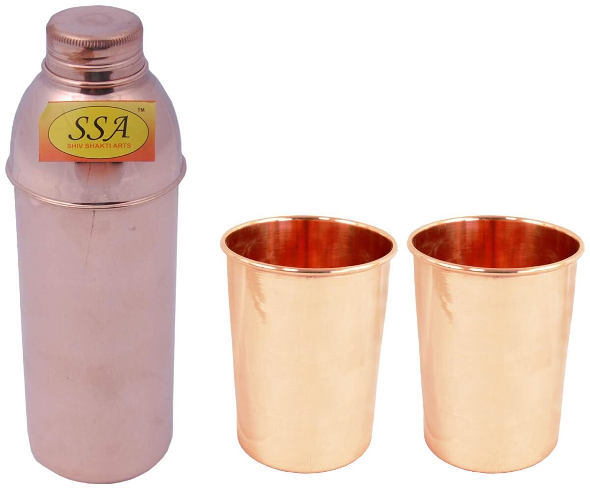 

Shiv Shakti Arts Copper Brown Water Bottle ( 900 ml Set of 3 )