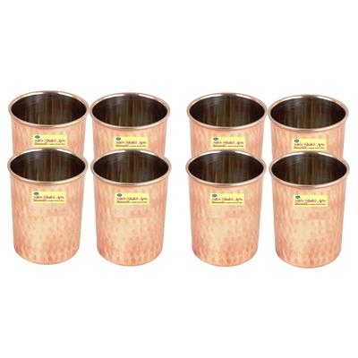 

SHIV SHAKTI ARTS Handmade Pure Steel Copper Hammered Glass Set of 8