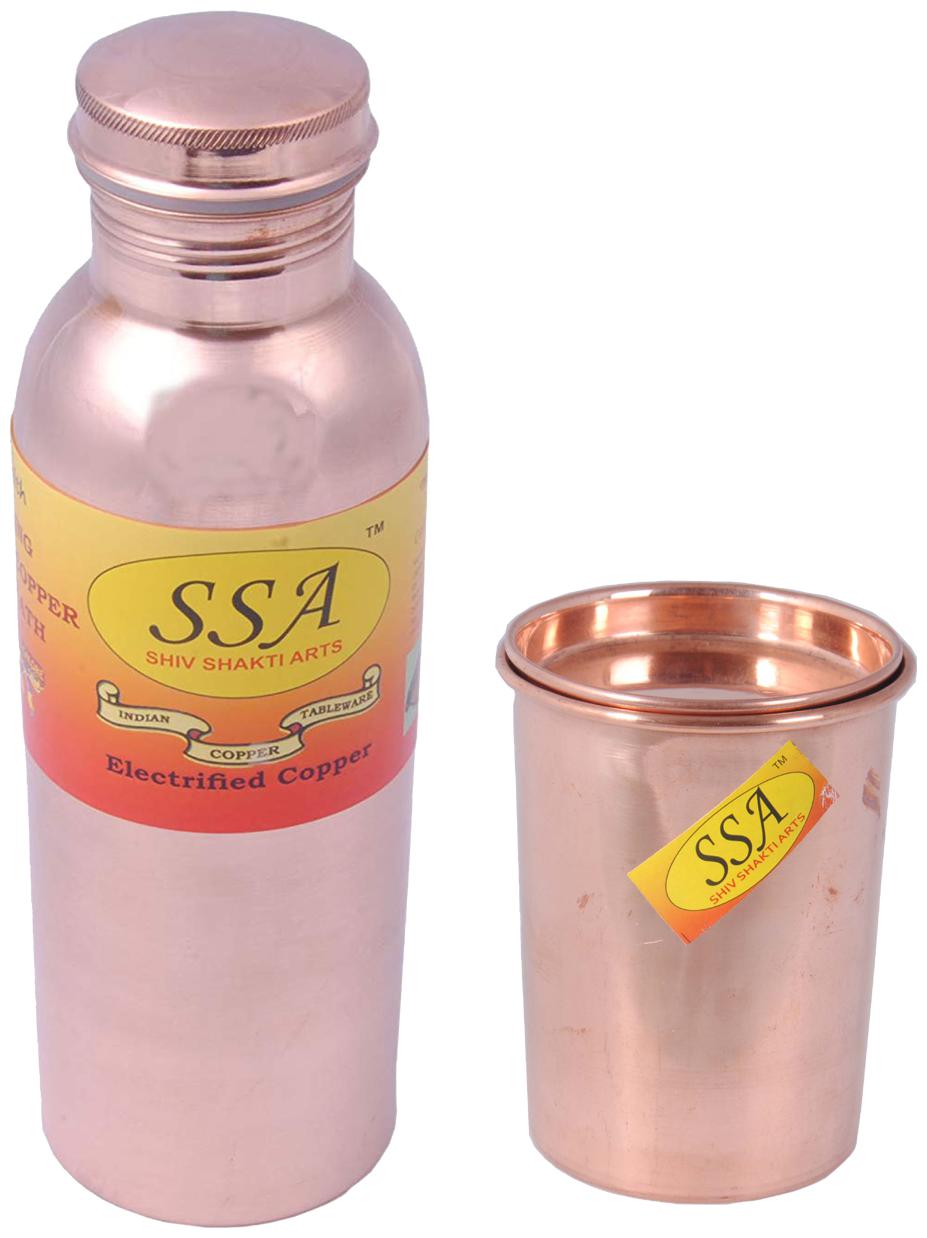 

Shiv Shakti Arts Copper Brown Water Bottle ( 850 ml Set of 2 )