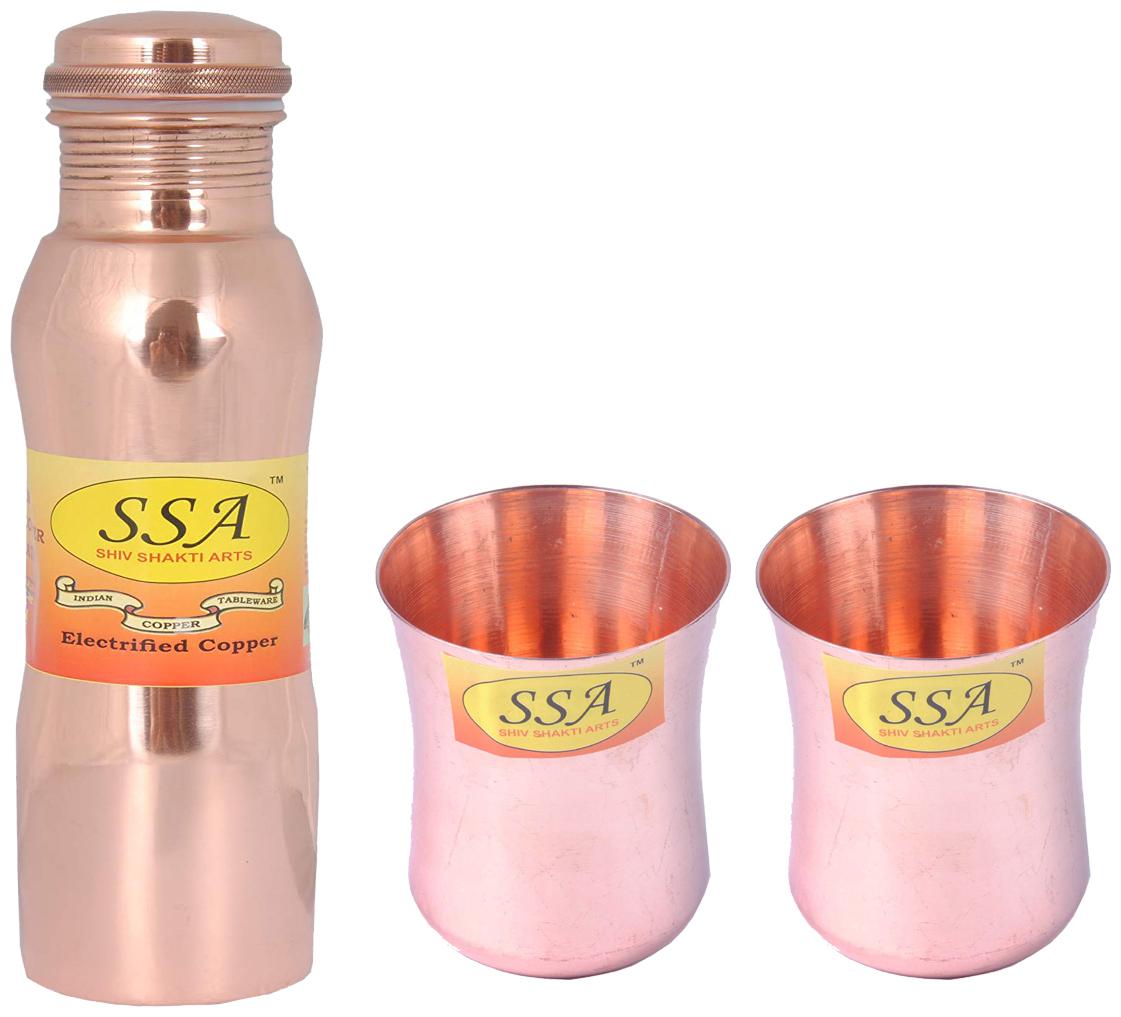 

Shiv Shakti Arts Copper Brown Water Bottle ( 1000 ml Set of 3 )