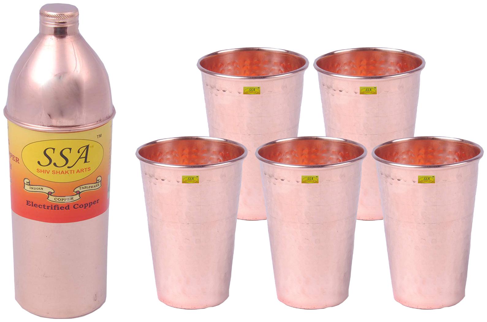 

Shiv Shakti Arts Copper Brown Water Bottle ( 800 ml Set of 6 )