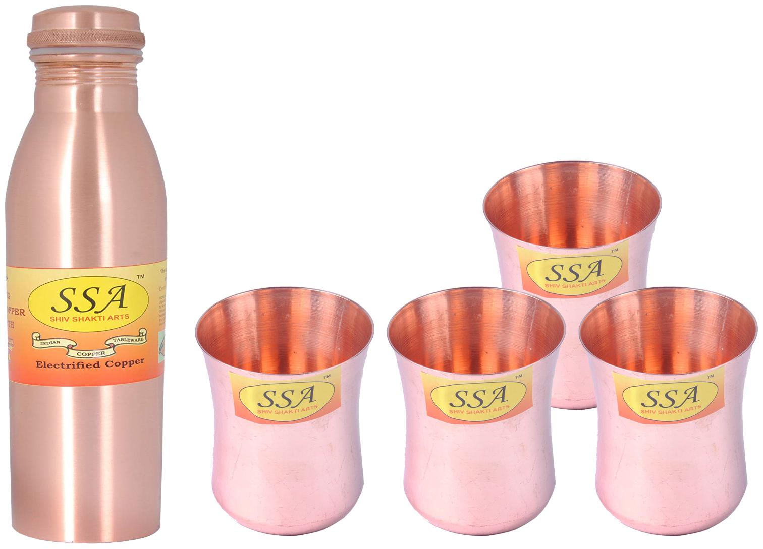 

Shiv Shakti Arts Copper Brown Water Bottle ( 1000 ml Set of 5 )