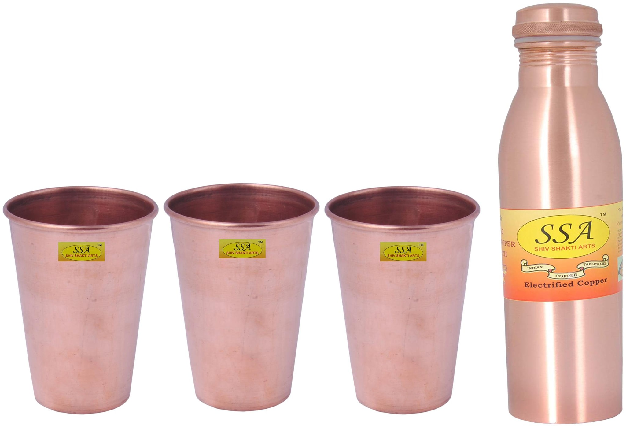 

Shiv Shakti Arts Copper Brown Water Bottle ( 1000 ml Set of 4 )