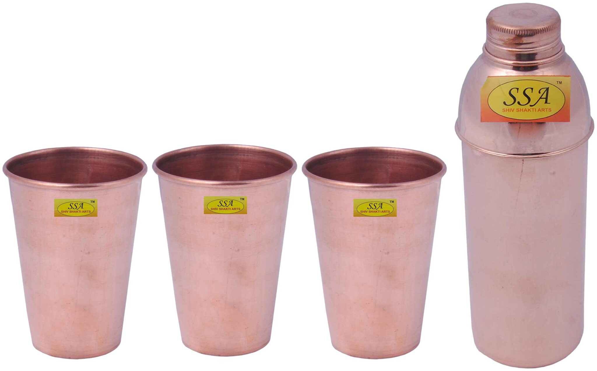 

Shiv Shakti Arts Copper Brown Water Bottle ( 900 ml Set of 4 )