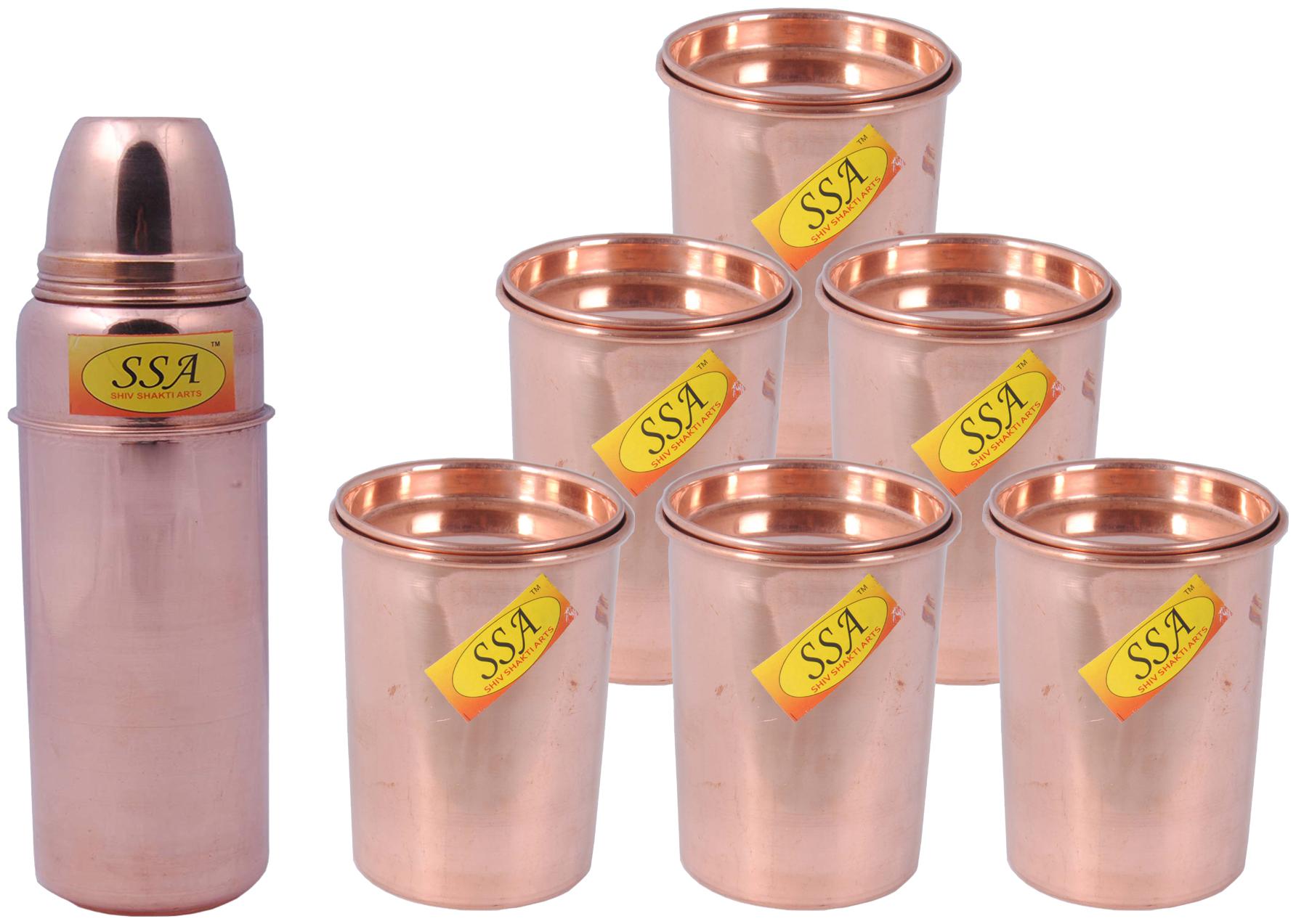 

Shiv Shakti Arts Copper Brown Water Bottle ( 750 ml Set of 7 )