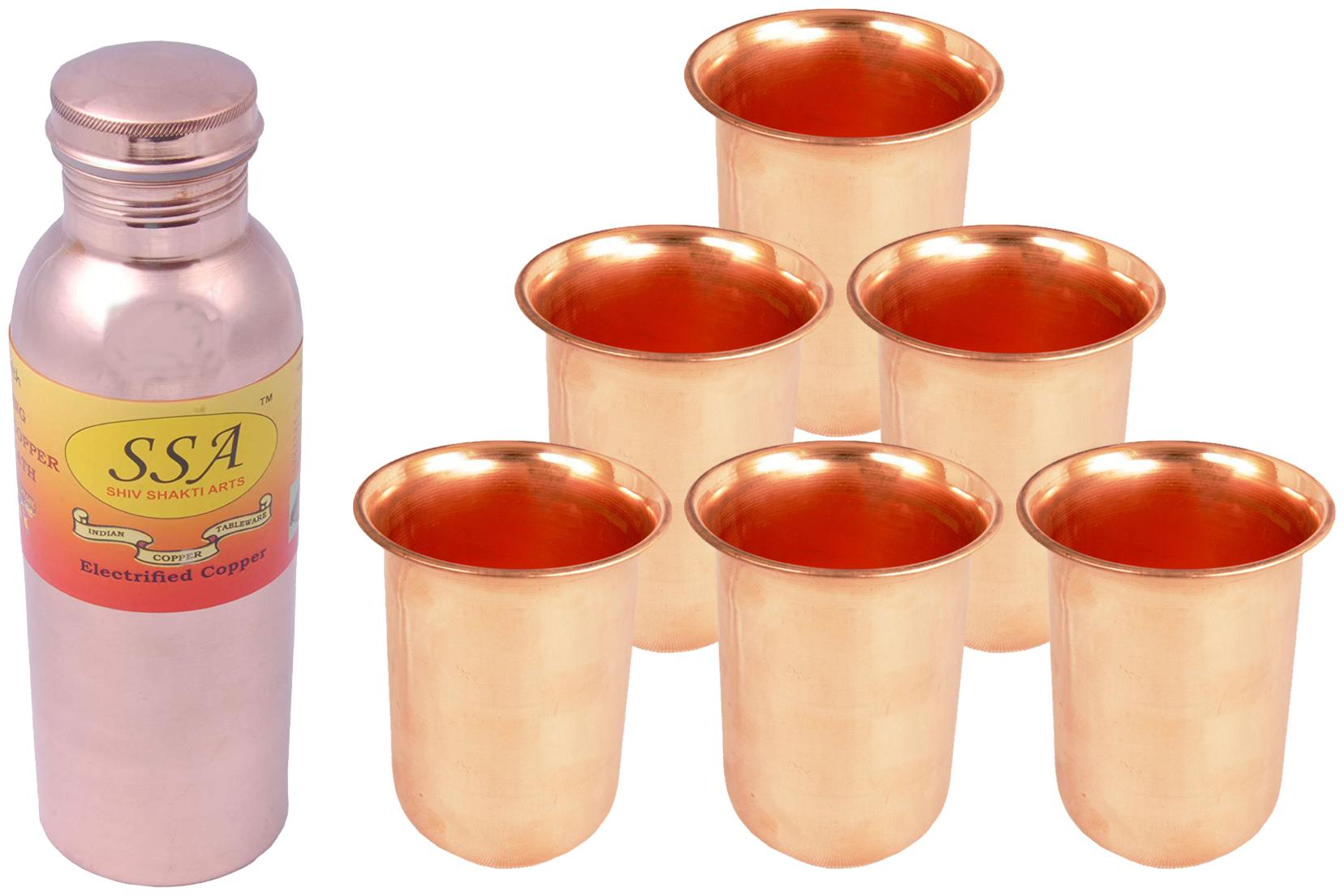 

Shiv Shakti Arts Copper Brown Water Bottle ( 850 ml Set of 7 )