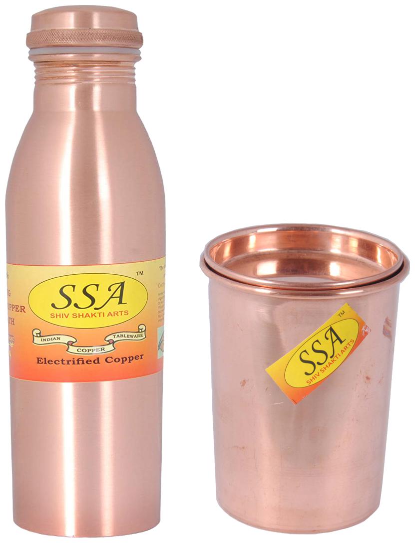 

Shiv Shakti Arts Copper Brown Water Bottle ( 1000 ml Set of 2 )