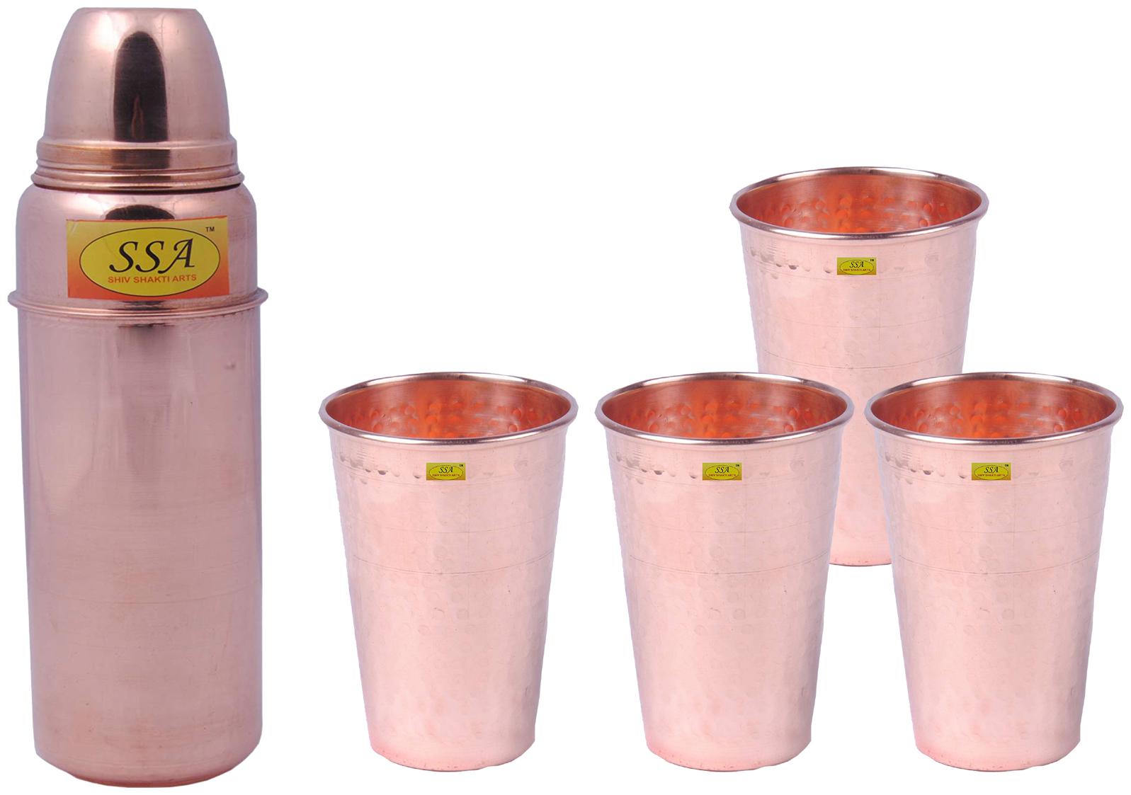 

Shiv Shakti Arts Copper Brown Water Bottle ( 750 ml Set of 5 )