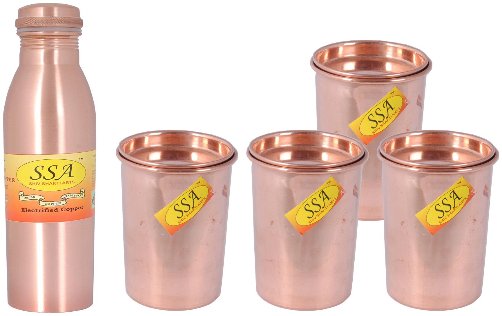 

Shiv Shakti Arts Copper Brown Water Bottle ( 1000 ml Set of 5 )
