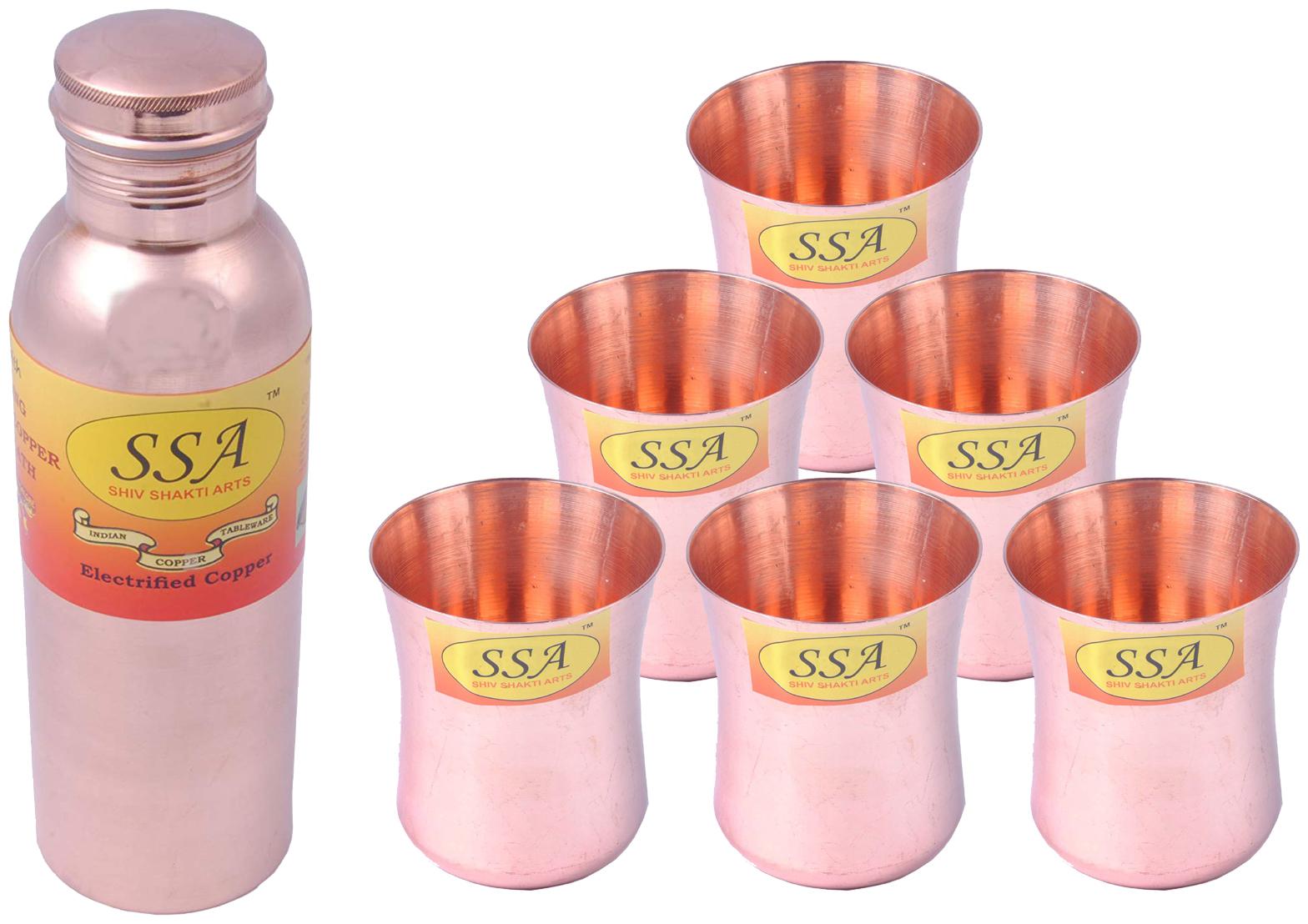 

Shiv Shakti Arts Copper Brown Water Bottle ( 850 ml Set of 7 )