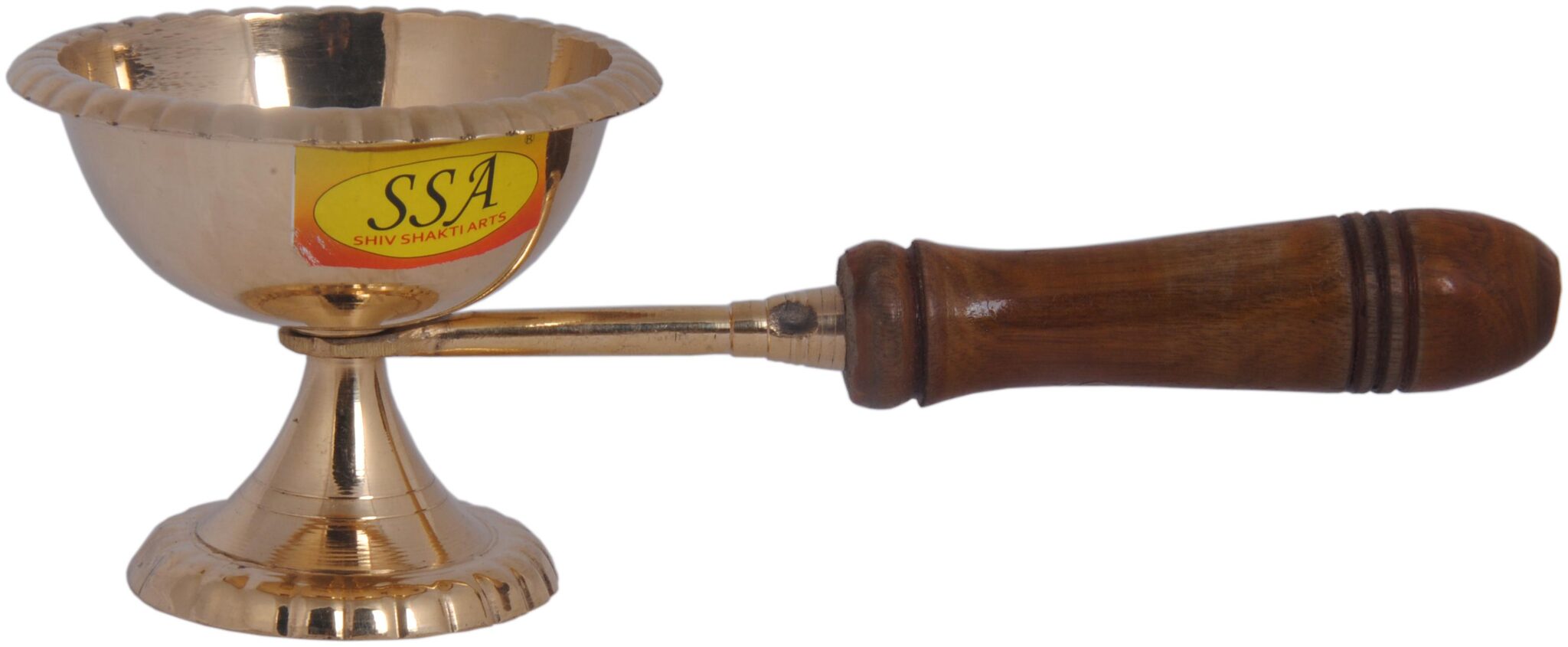 

Shiv Shakti Arts Handmade Pure Brass Antique Deisgner Fantastic Dhoop Danni With Wooden Handle - 22 5 CM For Diwali Navratri Pooja Set Of 1