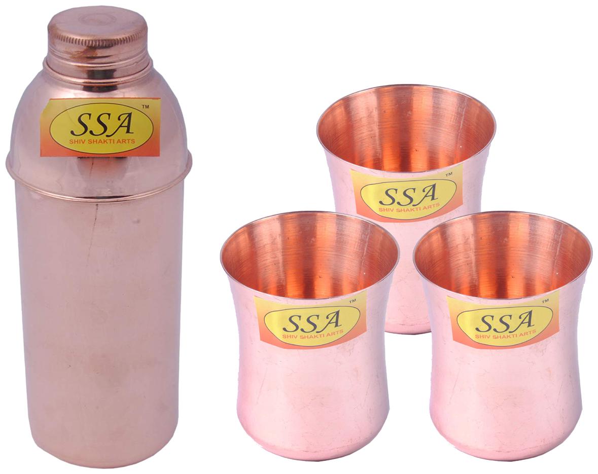 

Shiv Shakti Arts Copper Brown Water Bottle ( 900 ml Set of 4 )