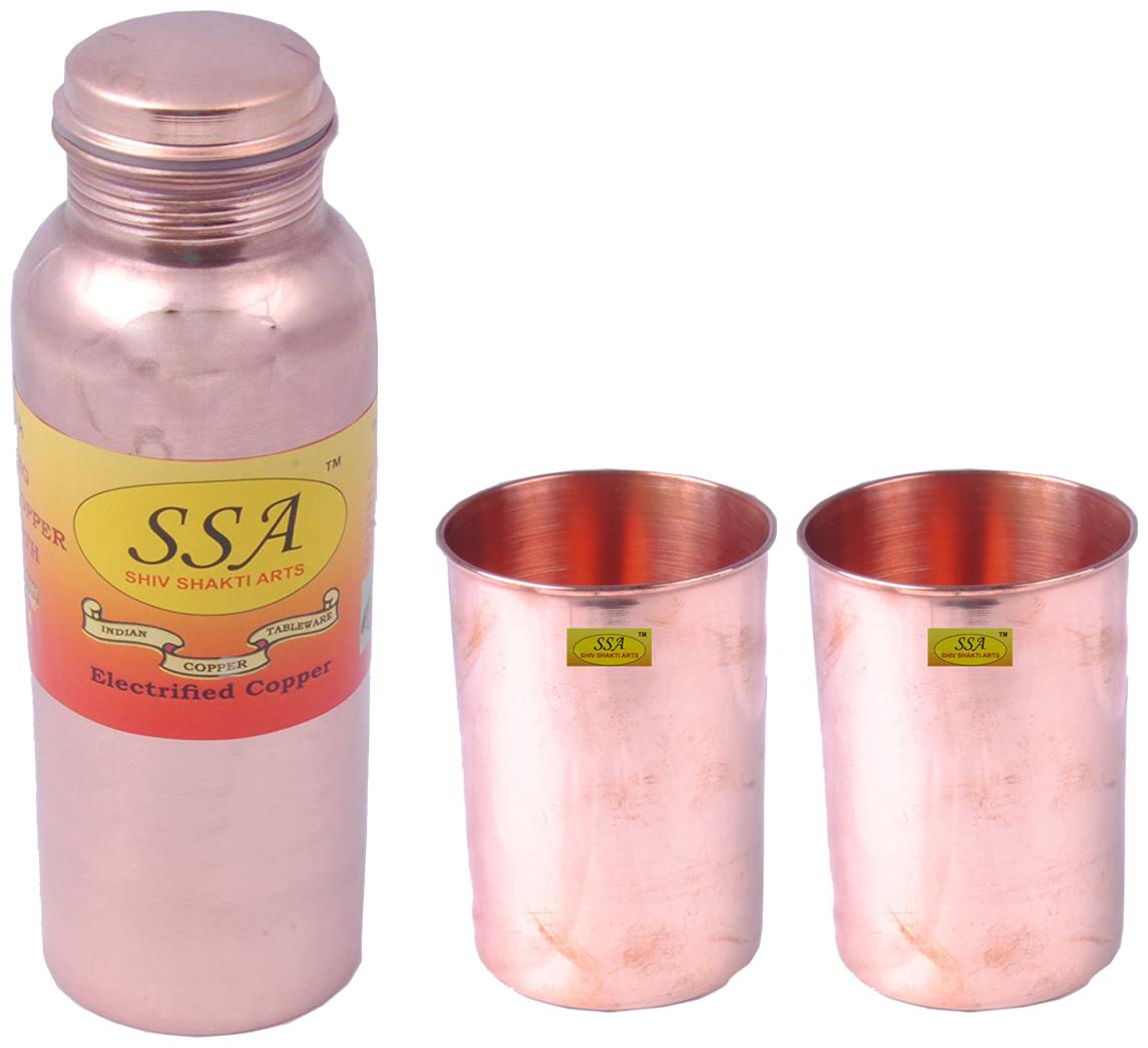 

Shiv Shakti Arts Copper Brown Water Bottle ( 500 ml Set of 3 )