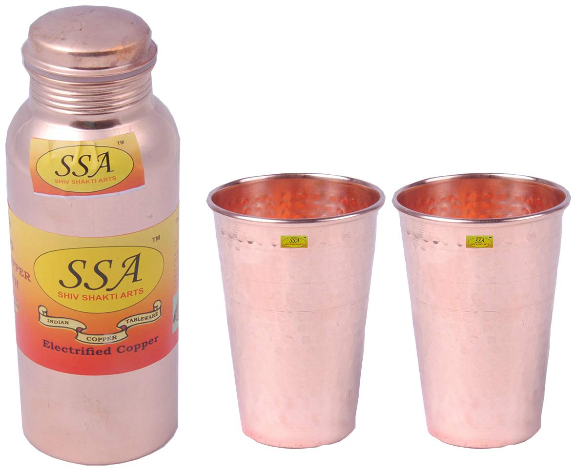 

Shiv Shakti Arts Copper Brown Water Bottle ( 750 ml Set of 3 )