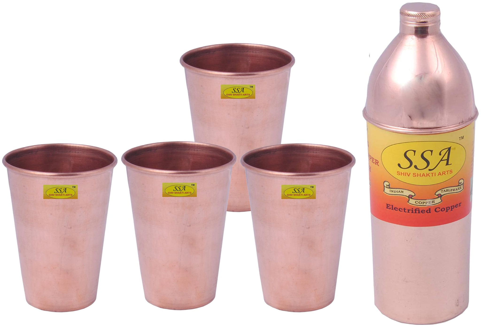 

Shiv Shakti Arts Copper Brown Water Bottle ( 800 ml Set of 5 )