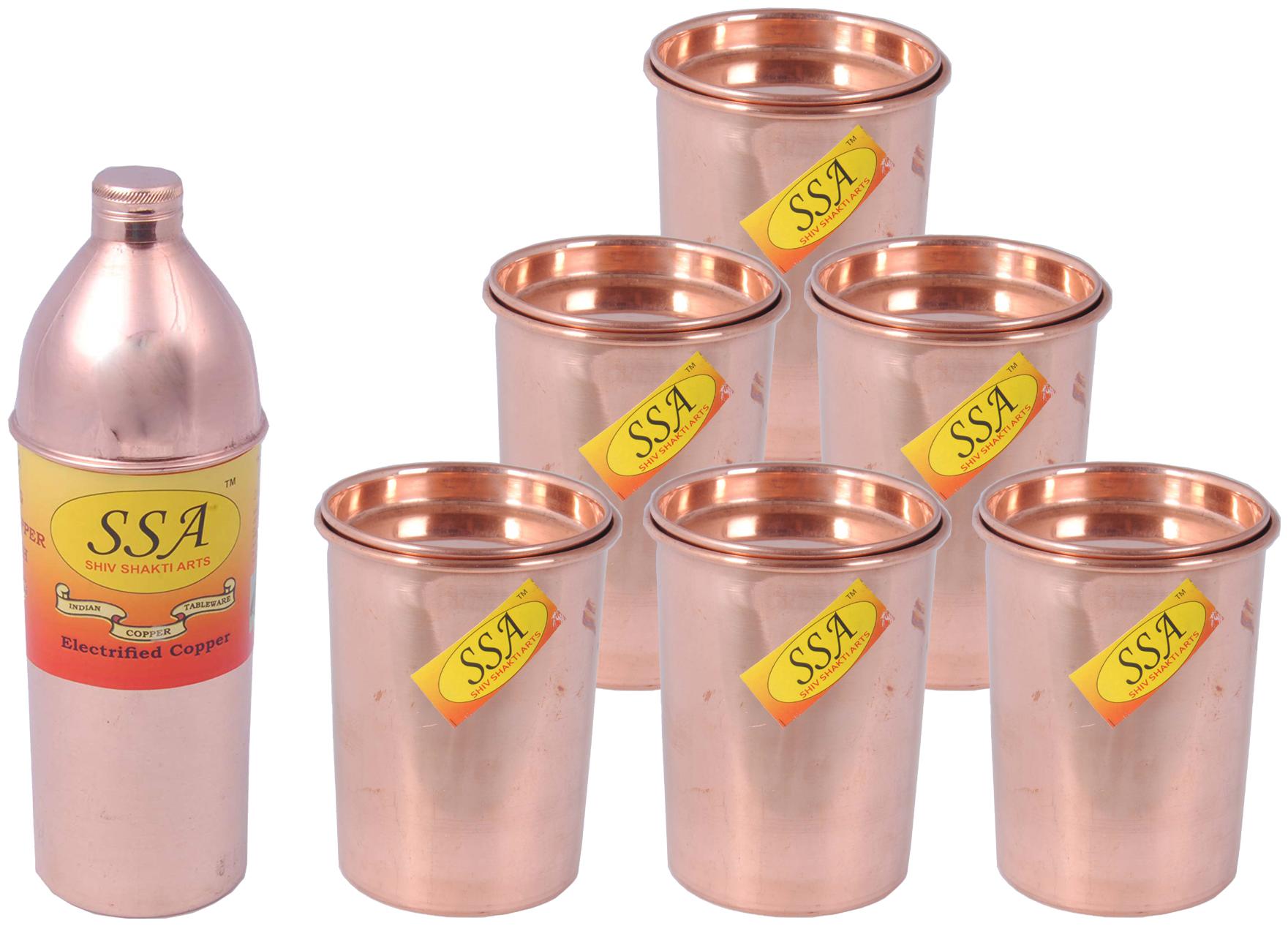 

Shiv Shakti Arts Copper Brown Water Bottle ( 800 ml Set of 7 )