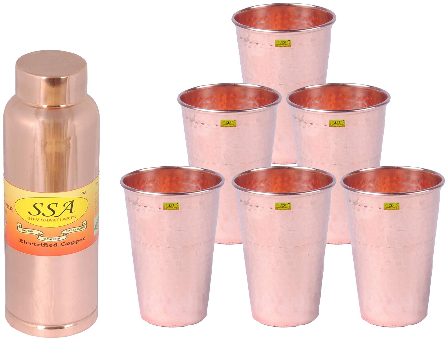 

Shiv Shakti Arts Copper Brown Water Bottle ( 1000 ml Set of 7 )