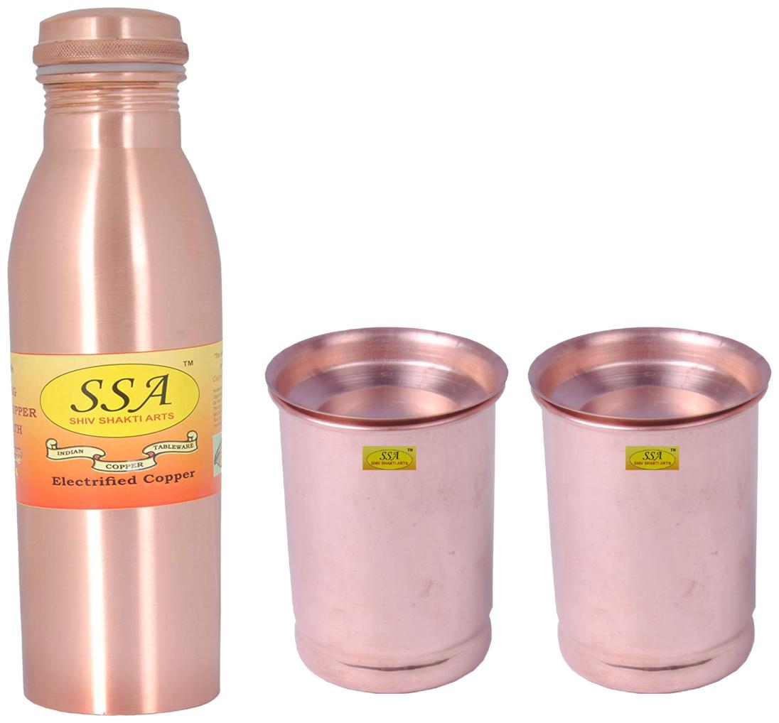

Shiv Shakti Arts Copper Brown Water Bottle ( 1000 ml Set of 3 )
