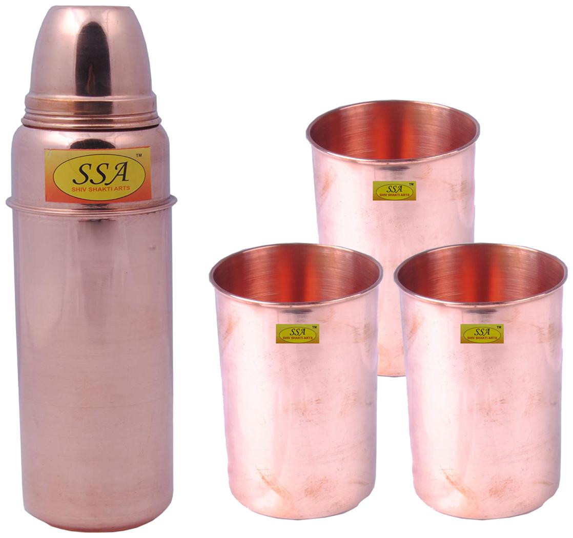 

Shiv Shakti Arts Copper Brown Water Bottle ( 750 ml Set of 4 )