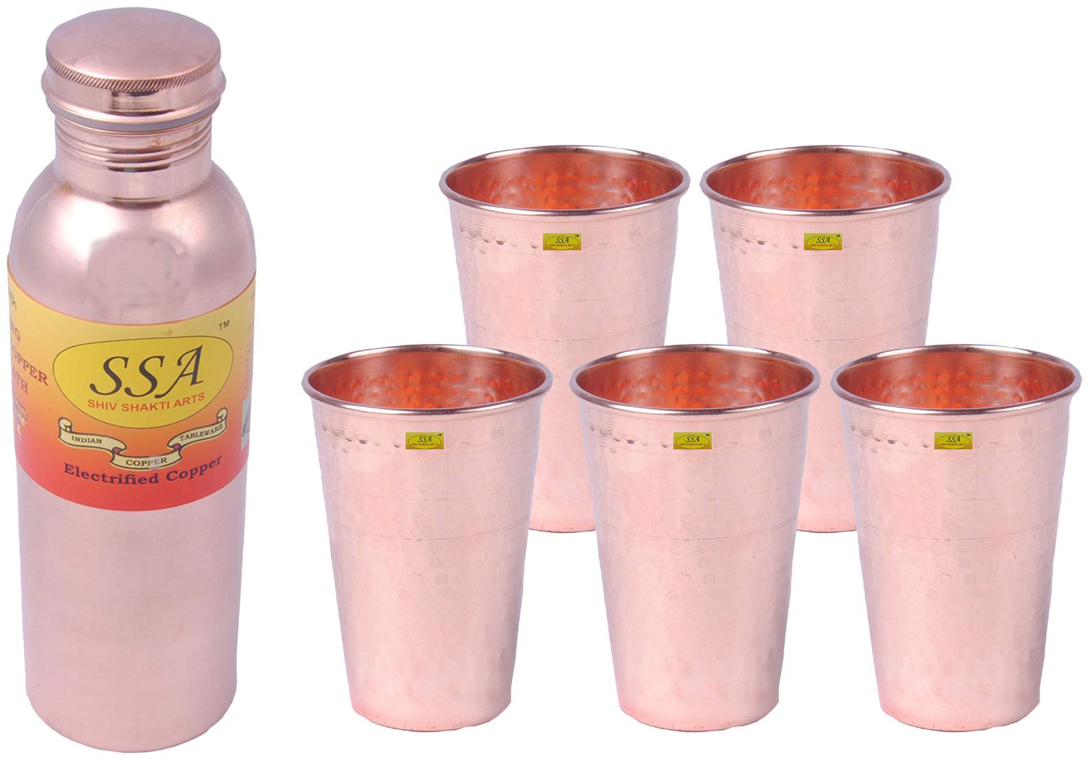 

Shiv Shakti Arts Copper Brown Water Bottle ( 850 ml Set of 6 )
