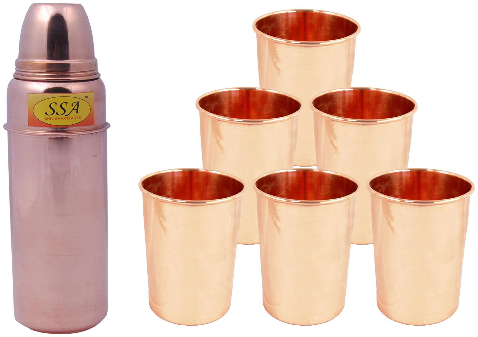 

Shiv Shakti Arts Copper Brown Water Bottle ( 750 ml Set of 7 )