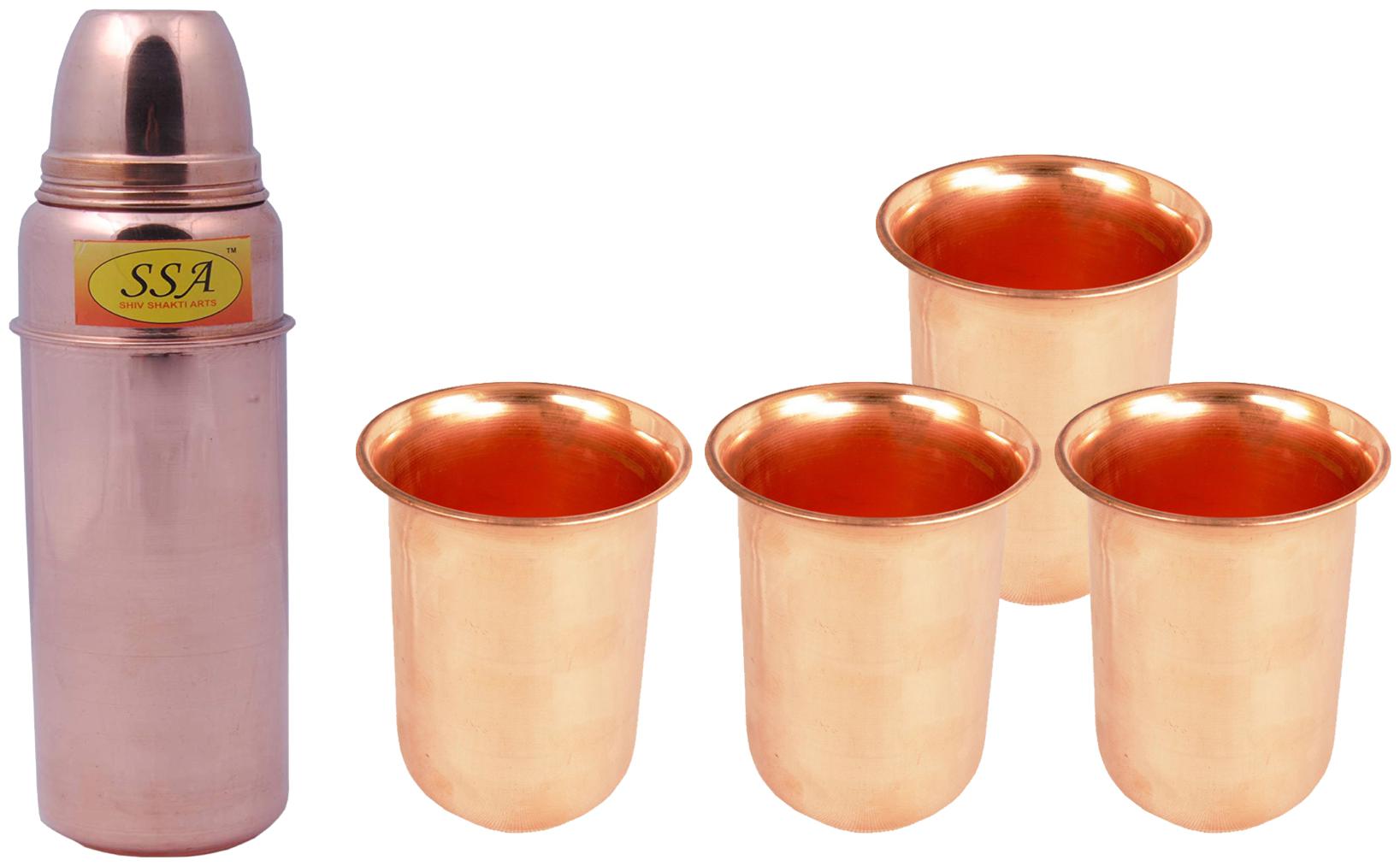 

Shiv Shakti Arts Copper Brown Water Bottle ( 750 ml Set of 5 )