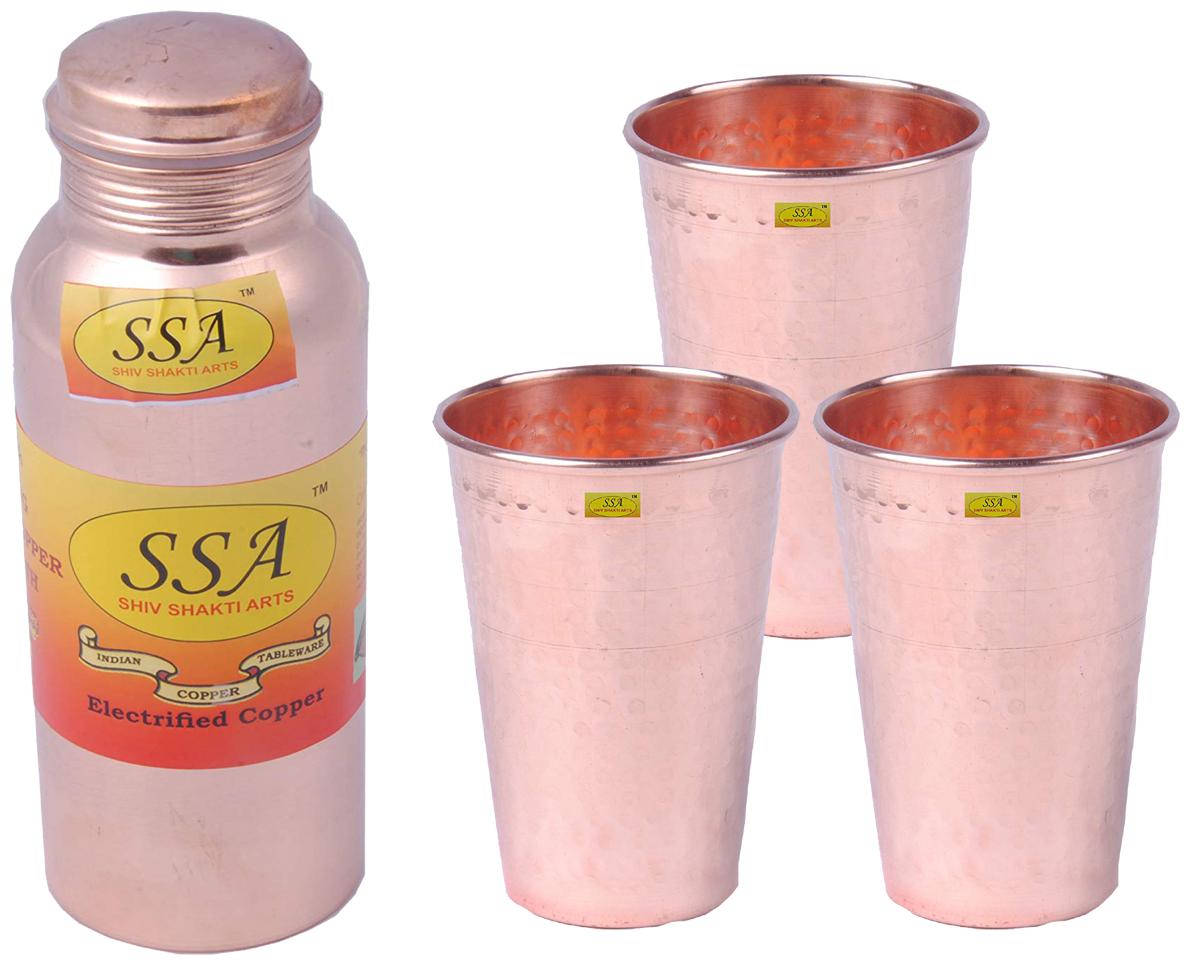 

Shiv Shakti Arts Copper Brown Water Bottle ( 750 ml Set of 4 )