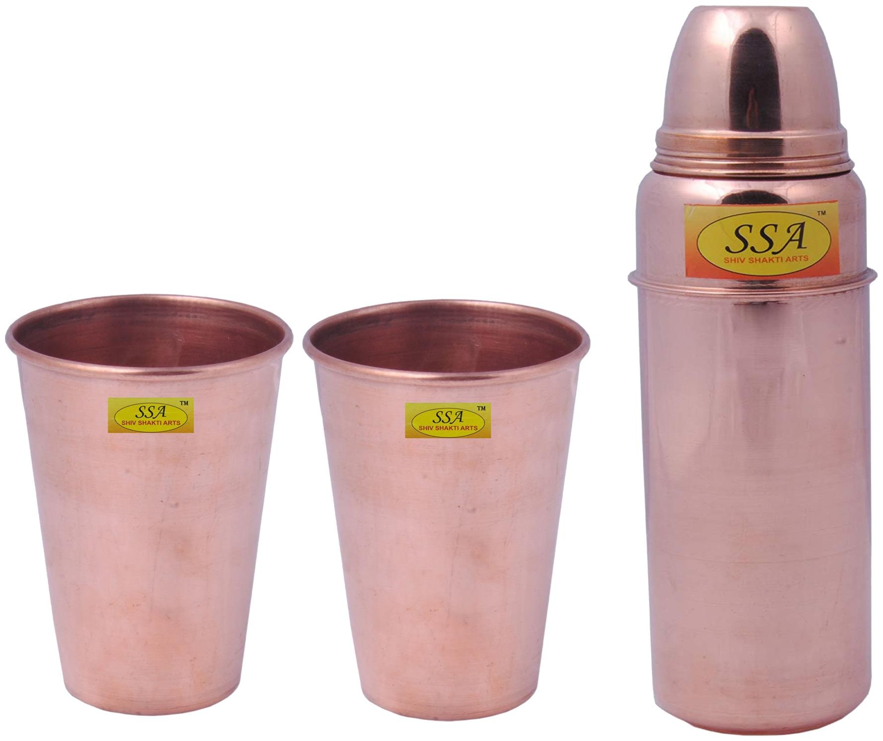 

Shiv Shakti Arts Copper Brown Water Bottle ( 750 ml Set of 3 )