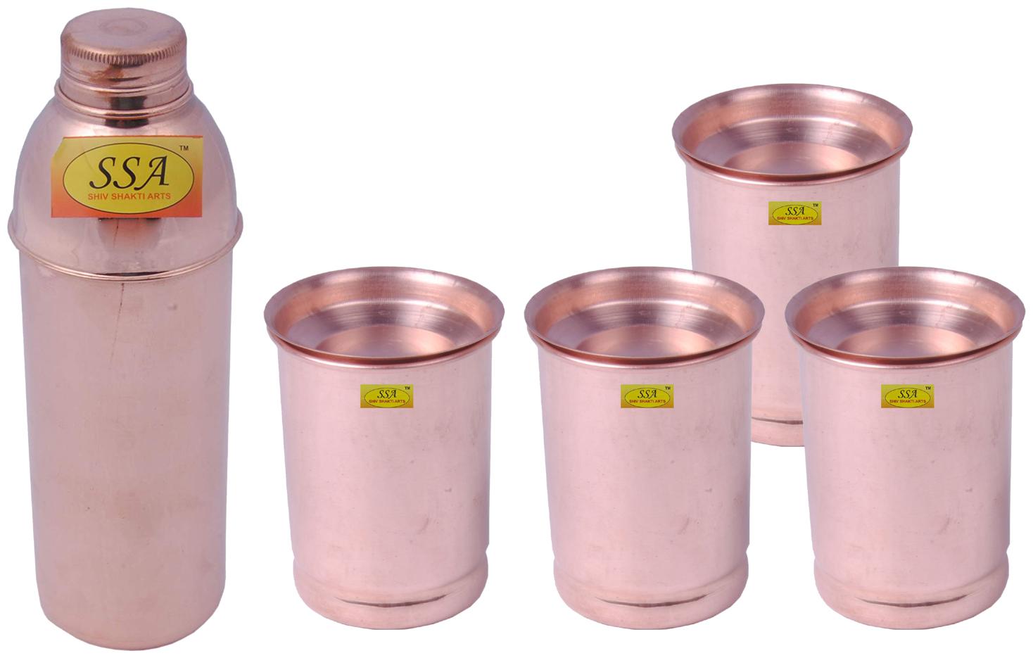 

Shiv Shakti Arts Copper Brown Water Bottle ( 900 ml Set of 5 )