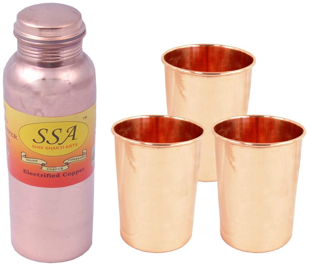 

Shiv Shakti Arts Copper Brown Water Bottle ( 500 ml Set of 4 )