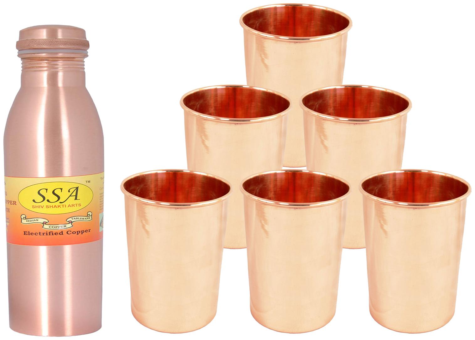

Shiv Shakti Arts Copper Brown Water Bottle ( 1000 ml Set of 7 )