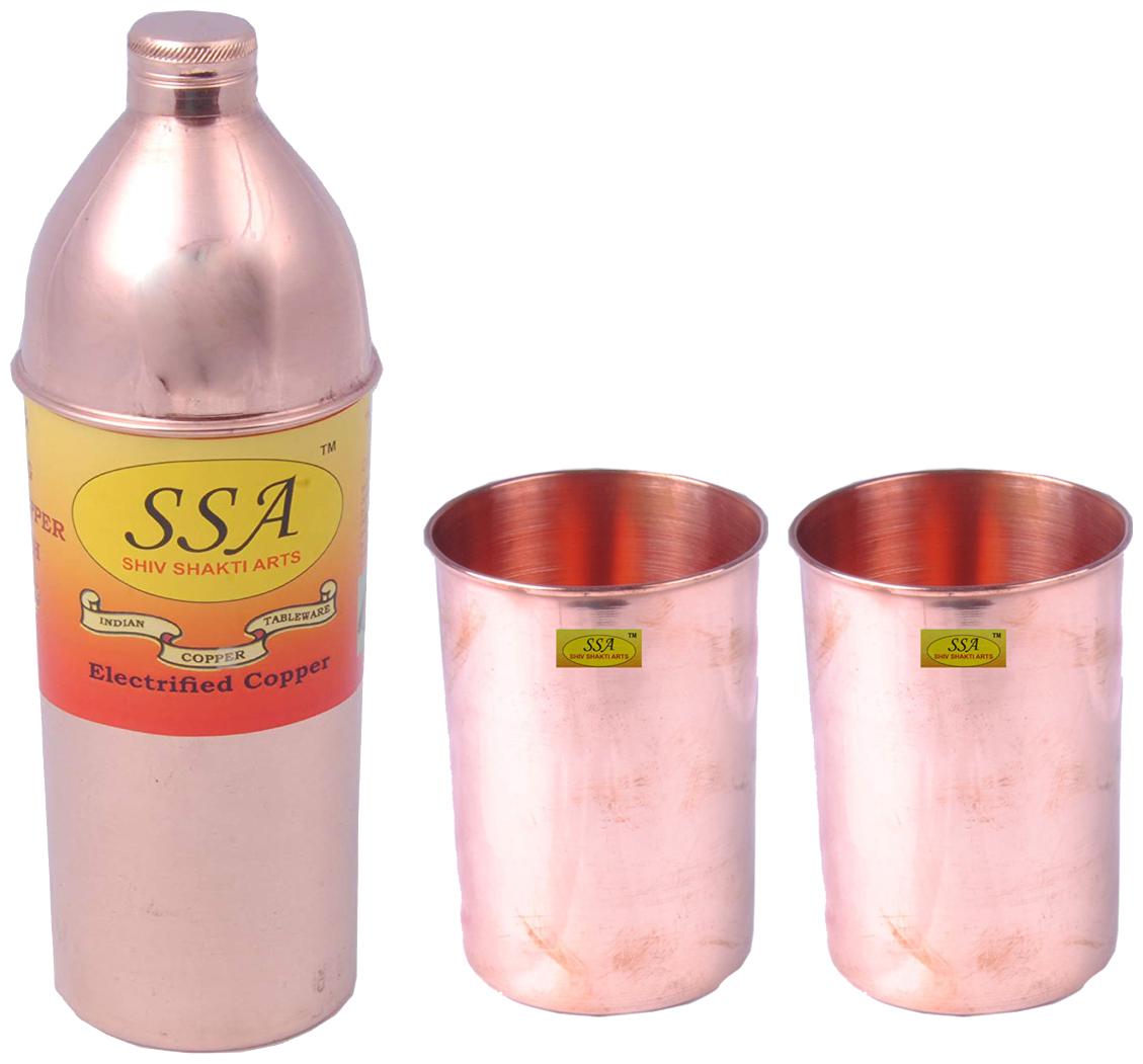

Shiv Shakti Arts Copper Brown Water Bottle ( 800 ml Set of 3 )